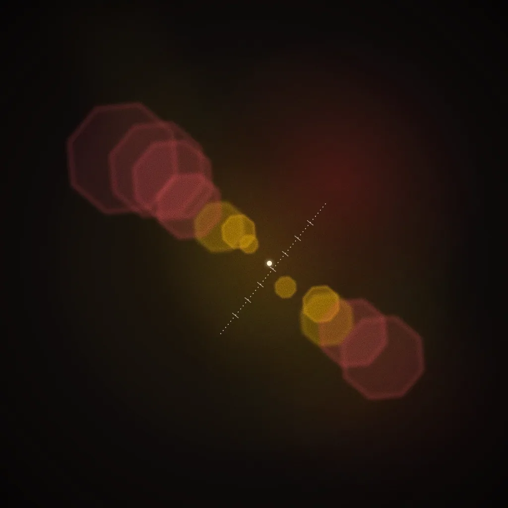 Sample brief illustration for Short-Term & Software: octagonal bokeh discs shrinking to a sharp focus plane and growing again, a depth-of-field study. Not student work.