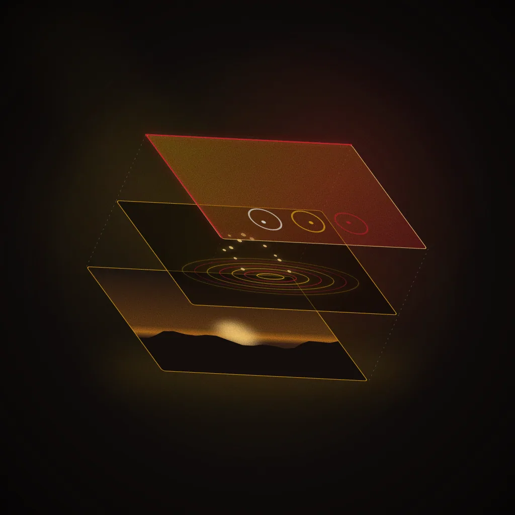 Sample brief illustration for Visual Effects: a fluid-simulation brief: ripple rings and droplets on a simulation layer above a dark plate. Not student work.
